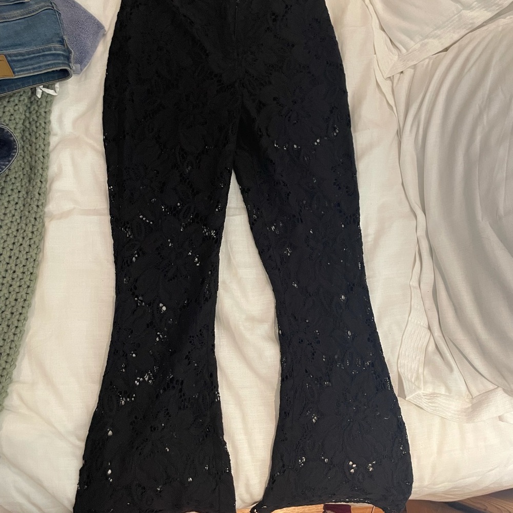 Black lace pants